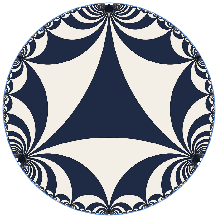Ideal triangle tiling with all three vertices on the boundary circle